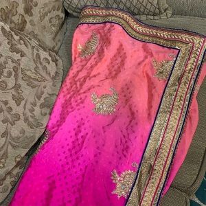Ombré Pink Indian Saree